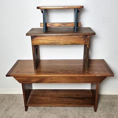 Set of Three Wood Benches in Assorted Sizes