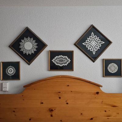 Framed Antique Crochet Doilies Wall Art Collection - Set of Five
