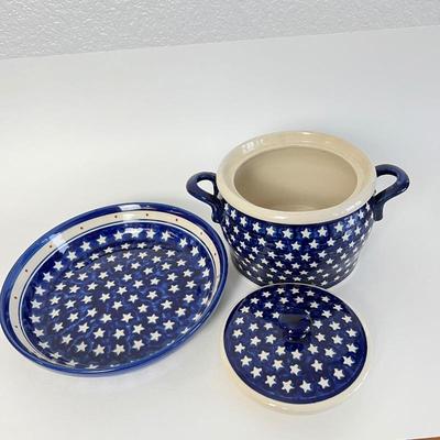 Boleslawiec Polish Pottery Serving Dishes, Hand-Painted star Design