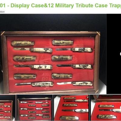 Lot # : 401 - Display Case&12 Military Tribute Case Trapper Bone
This display is 2 series combined one Carmel Bone and other Natural Bone...