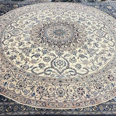 10 feet round silk rug