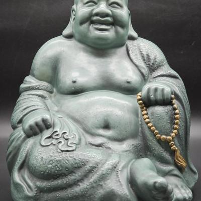 Heavy Vintage Chalkware Sitting Buddha Statue