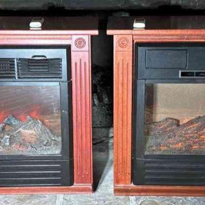 2 Fireplace Space Heaters * Remote Controlled * With Rolling Casters
