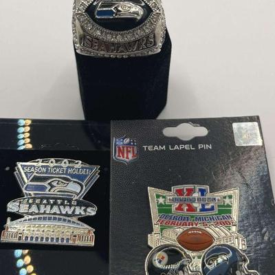 Shawn Alexander NFC Champs & Superbowl Replica Ring And 2 Pins
