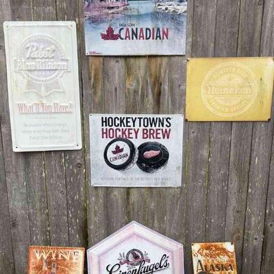 Vintage And Newer Signs * Molson * Pabst Blue Ribbon * Alaska * Hockey
