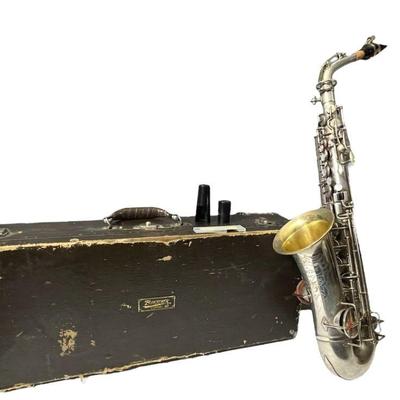 Buescher Silver Saxophone With Case
