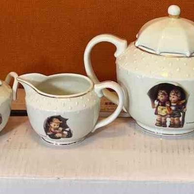 Hummel Porcelain Tea Set * Danbury Mint * Umbrella Boy * Stormy Weather
