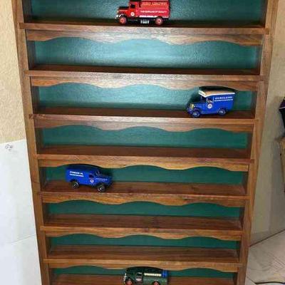 Wooden Chevron Collectors Display . Includes 4 Mile Diecast Trucks Moe By Lledo For Chevron.
