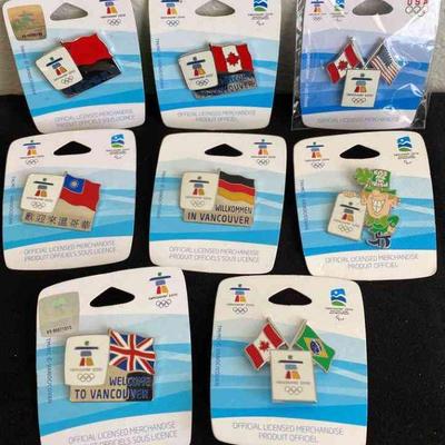 2010 Vancouver Winter Olympics * Lapel Pins * National Flags * Canada, China, Germany, Great Britain, Brazil, Leprechaun
