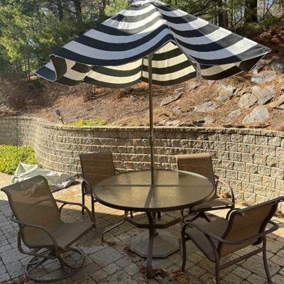 Patio Table With Umbrella & (4) Chairs

