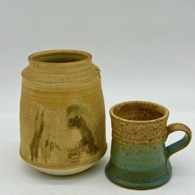 (2) Signed Ceramic Pottery Pieces
