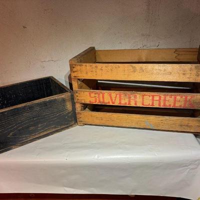 (2) Vintage Wood Crates Incl. Silver Creek
