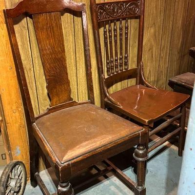 (2) Brown Wood Chairs
