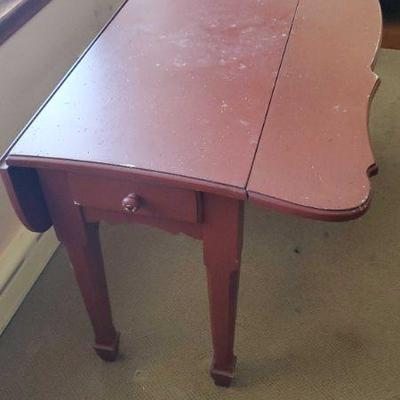 Red Distressed Butterfly Leaf Table
