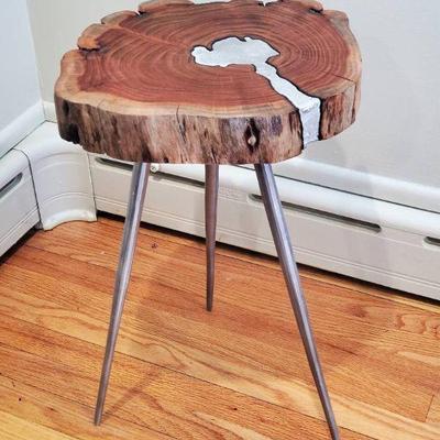 Tree Ring Table With Metalic Accent
