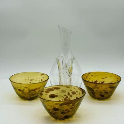 Princess House Crystal Bud Vase, Hand-Blown Glass & Vintage Decanter
