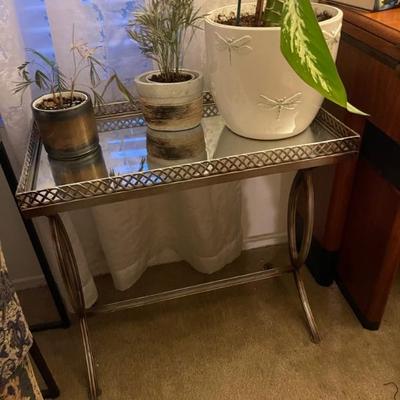 Mirror top table with plants