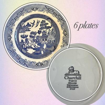 6 Churchill - Willow Plates (England) 