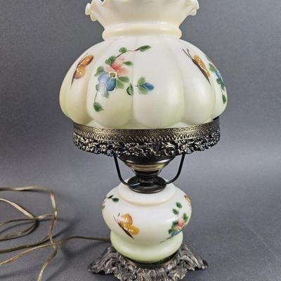 Lot 275 | Vintage Milk Glass Hurricane Lamp