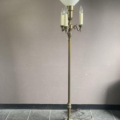 Lot 29 | Vintage Marble & Brass Torchiere Floor Lamp