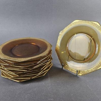 Lot 145 | Vintage Amber Gold Trim Depression Glass Plates
