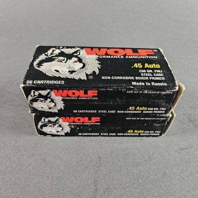 Lot 23 | 2 Boxes of 50 Wolf .45 Auto Ammunition