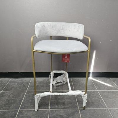 Lot 421 | Coaster Gray Velvet Low Back Bar Stool