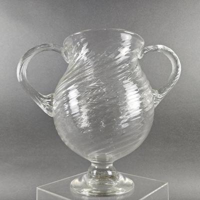 Lot 119 | Very Large Vintage Clear Swirl Glass Vase