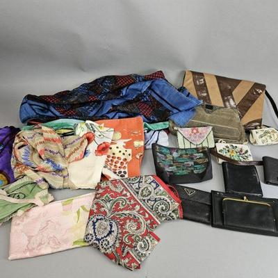 Lot 207 | Various Purses, Clutches, Wallets, and Scarves