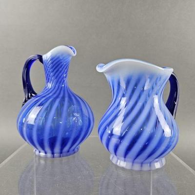 Lot 265 | Vintage Blue Fenton Glass Pitcher Vase