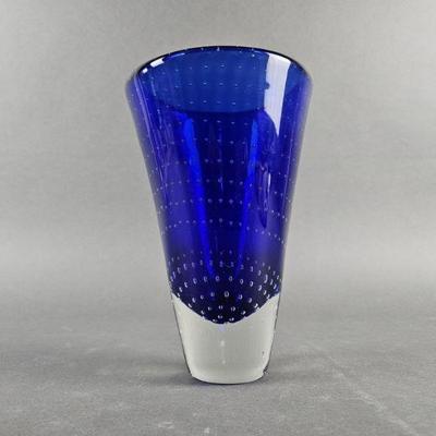 Lot 231 | Vintage Cobalt Blown Glass Bubble Vase
