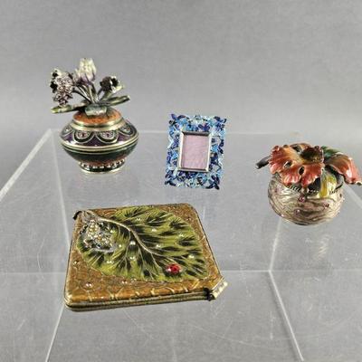 Lot 168 | Vintage Enameled Compact, Trinket Boxes & More!