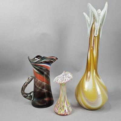 Lot 246 | Colorful Pitcher and Vases