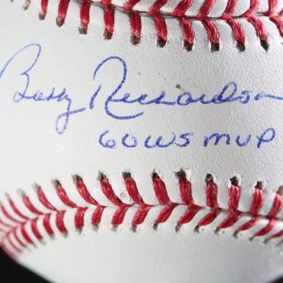 *Signed* Barry Richardson MLB 1960 World Series MVP Autographed Baseball Auto New York Yankees 	2.78in Diameter 	199005
