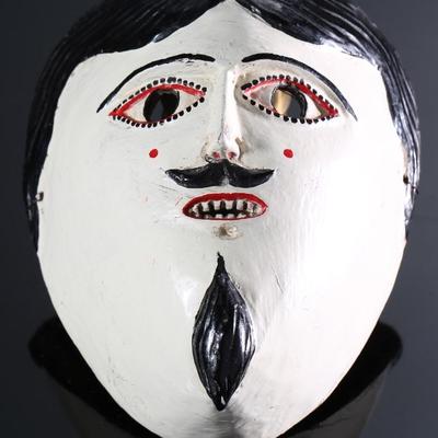 Vintage Juanegro Mexican Dance Mask Folk Art White	4x6x7.5in	196031
