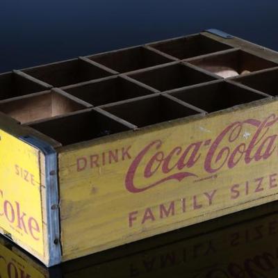 1960s Vintage Coca-Cola Family Size Wood Crate Yellow Coke	5.5x12x18in	196028

