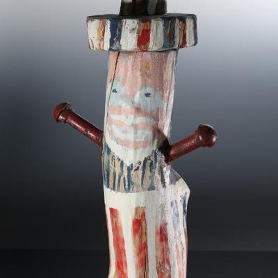 Uncle Sam Carved Wood Folk Art Signed 	24x11x7in	196218
