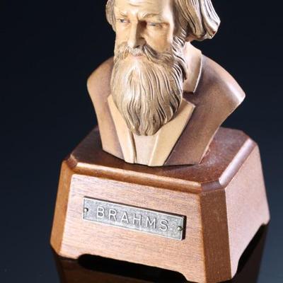 Reuge Wood Carved Brahms Bust Statue Swiss Musical Movement - Plays â€œWalzerâ€	6 x 4 x 3 in	198015

