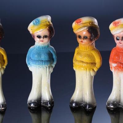 Lot of 4 Vintage Carnival Chalkware Sailor Girls in Sweater 	8.5x2x2.5in	196158
