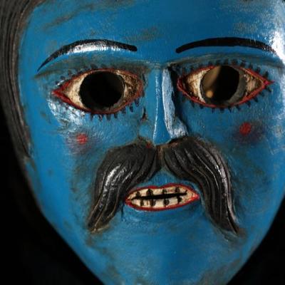 Vintage Juanegro Mexican Dance Mask Folk Art Blue #2	3x5x7in	196038
