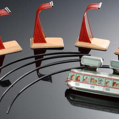 1950s Vintage Japanese Tin Litho Toy Masudaya Wind-Up Moon Shuttle Space Monorail Japan	2.75x2x6in	196125
