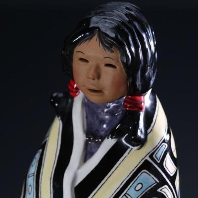 C. Alan Johnson â€œLisaâ€ Porcelain Figure Inuit Eskimo Figurine 1994 	6.45in H x 5.55x5in D	199159
