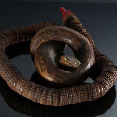 Bottle Cap Snake Rustic Folk Art 	36in long when uncoiled 	196193
