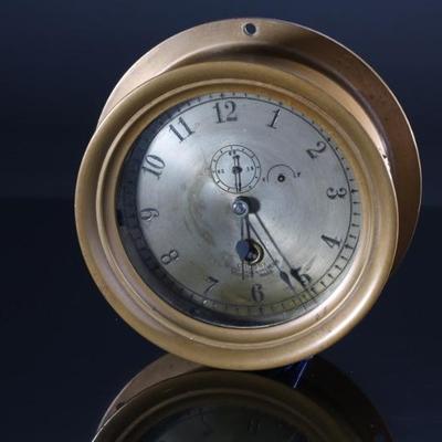 Antique Crosby Steam Gauge & Valve Co. Boston Brass Ship Clock Nautical Marine	Clock Bezel: 6.25in<BR>Total: 6.7in Diameter x 2.45in Deep...