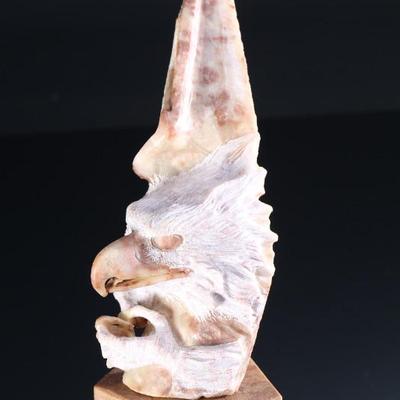 Alvin K Marshall Navajo Hand Carved Alabaster Stone Eagle Sculpture - Native American Art - Signed AKM	9 x 5 x 6 in	198017
