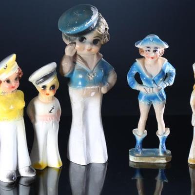 Lot of 5 Vintage Carnival Chalkware Military Women Figures 		196089
