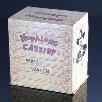 1950s Vintage Hopalong Cassidy Kids Watch in Box 	Box: 4.25x4.25x3in 	196094
