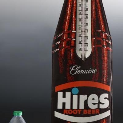 Vintage Hires Root Beer Soda Advertising Die Cut Bottle Thermometer Sign	28.75x7.75x1in Deep	196059
