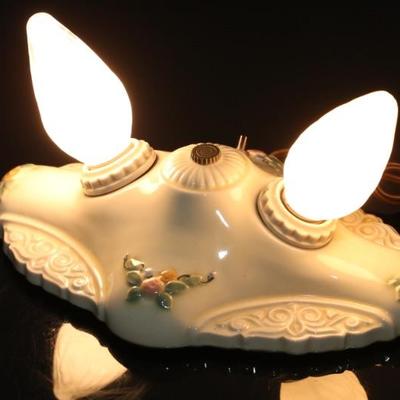 Antique Porcelier Porcelain Light Fixture 2 bulb	5x10.25x6.75in	196197

