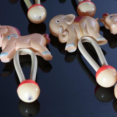 Lot of 9 Vintage Celluloid Occupied Japan Horse/Elephant Toys Baby Rattles	7x4x1in	196231
